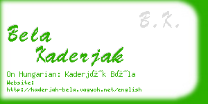 bela kaderjak business card